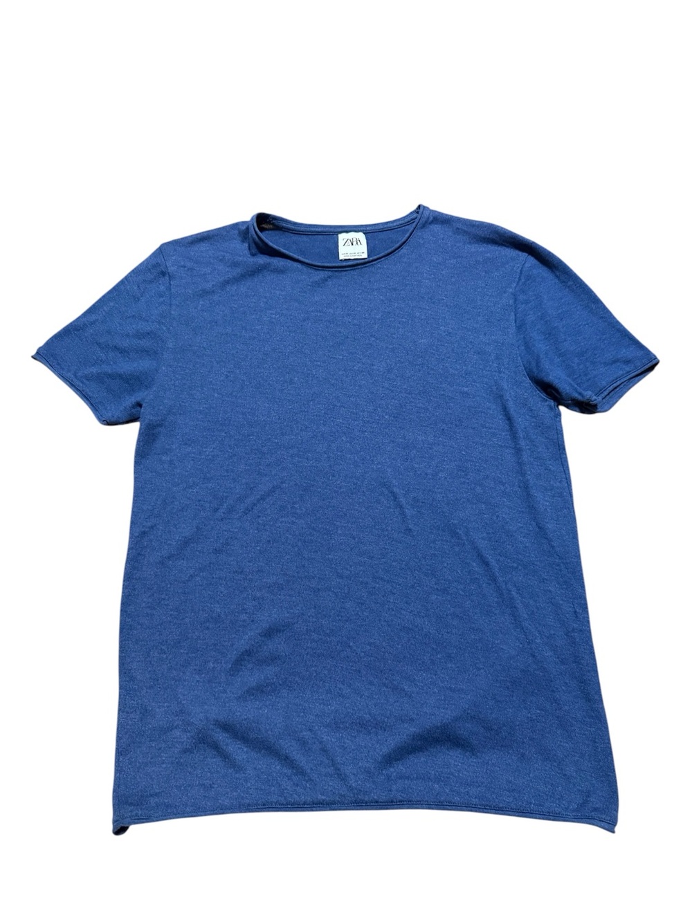 Zara Women’s Blue Lightweight Knit T-Shirt Size M Made in Portugal
